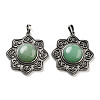 Natural Green Aventurine & Brass Pendants G-K338-09AS-02-1