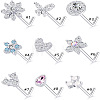 316L Surgical Stainless Steel White Cubic Zirconia L-Shaped Nose Rings WG135CD-18-2