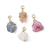 Electroplated Natural Druzy Agate Pendants PALLOY-JF05985-1