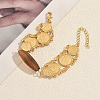 Vintage Dyed Natural Coffee Agate Rice Bead Charm Brass Embossed Coin Link Chain Bracelets for Women XX5921-1