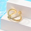 Adjustable Brass Micro Pave Clear Cubic Zirconia Cuff Rings RJEW-F101-17G-4