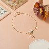 Alloy Enamel Flower & Brass Butterfly Pendant Necklace NJEW-JN04267-2