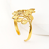 Stainless Steel Leaf Open Cuff Ring Women's Holiday Date Gift RU2411-3