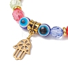 Evil Eye Resin & Acrylic Beaded Stretch Bracelets BJEW-JB10431-3