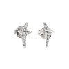 925 Sterling Silver Clear Cubic Zirconia Stud Earrings EJEW-Q032-01D-P-4