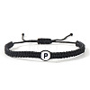 Flat Round with Letter Pattern Resin Beads Braided Bead Bracelets FS-WG43323-16-1