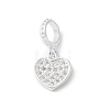 925 Sterling Silver Clear Cubic Zirconia Heart European Dangle Charms STER-H115-07S-1