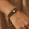 2Pcs 2 Styles Brass Round Beads Braided Bead Bracelets DX6223-3-1