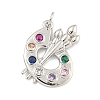 Rack Plating Brass Pave Colorful Cubic Zirconia Pendants X-KK-Z048-05P-1