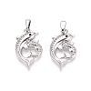 Brass Micro Pave Clear Cubic Zirconia Pendants KK-Q073-11P-1