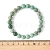 Natural Peruvian Turquoise(Jasper) Round Beaded Stretch Bracelets BJEW-JB14341-02-4