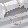 Bohemian 304 Stainless Steel Heart Faceted Colorful Glass Beaded Necklaces for Women JD8300-2