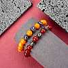 Natural Red Agate Round Beaded Stretch Bracelet BJEW-SW00077-08-4