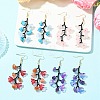 Glass Seed with Natural South Red Agate & Synthetic Turquoise & Natural Rose Quartz Dangle Cluster Earrings EJEW-MZ00726-1