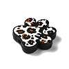 Paw Print with Leopard Print Pattern Silicone Focal Beads SIL-G011-01A-2