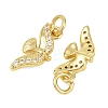 Brass Micro Pave Clear Cubic Zirconia Charms KK-D218-24G-03-2