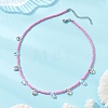 Boho 304 Stainless Steel Heart Leaf Star Cross Shell Shaped Pendant Glass Seed Beaded Necklaces NJEW-MZ00147-3