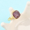 Natural Amethyst Finger Rings with Brass Findings G-H353-04G-04-2