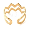 Double Layer Wave 304 Stainless Steel Open Cuff Rings for Women RJEW-N048-08G-3