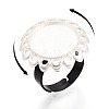 Adjustable Flower Alloy & Iron Bezel Cup Ring Base with Rotatable Tray MAK-T012-08S-4