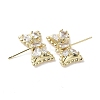 Brass with Clear Cubic Zirconia Stud Earring Findings KK-G491-56G-2