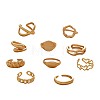 10Pcs Alloy Finger Rings Set for Women WGC74B8-03-3