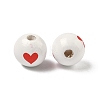 Valentine's Day Spray Painted & Printed Wood European Beads WOOD-L023-03I-2