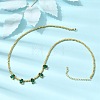 Brass Pave Cubic Zirconia Teardrop Pendant Round Beaded Necklaces NJEW-C121-01G-04-2