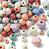 256Pcs 6 Styles Spray Painted Natural Maple Wood Beads WOOD-FS0001-10-2