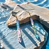 Acrylic Imitation Abalone Shell Long Bar with Alloy Hook Dangle Earrings WG65F43-01-3