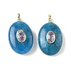 Natural Apatite & Cubic Zirconia Pendants X-G-Z076-01G-16-1