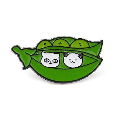 Pea Pod & Cat Enamel Pin JEWB-A014-03D-1