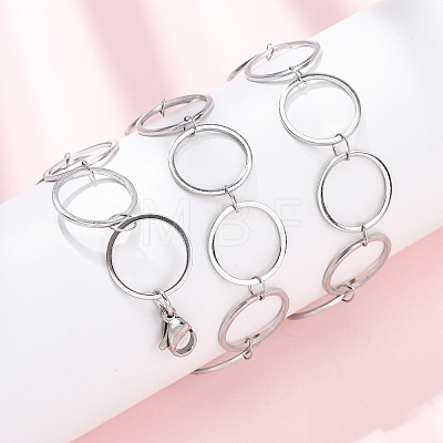 304 Stainless Steel 14MM Ring Link Chain Necklaces NJEW-P343-01D-P-1