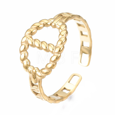 304 Stainless Steel Oval Open Cuff Ring RJEW-T023-09G-1