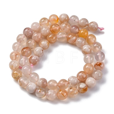 Natural Cherry Blossom Agate Beads Strands G-O166-02-8mm-01-1