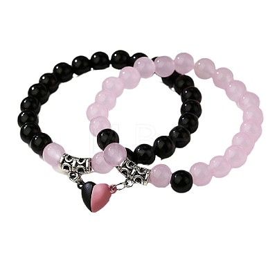 2Pcs Alloy Magnetic Heart Charm Bracelets FS-WGCA466-03-1