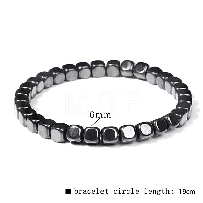 Synthetic Non-magnetic Hematite Beads Stretch Bracelets for Men RL7655-22-1