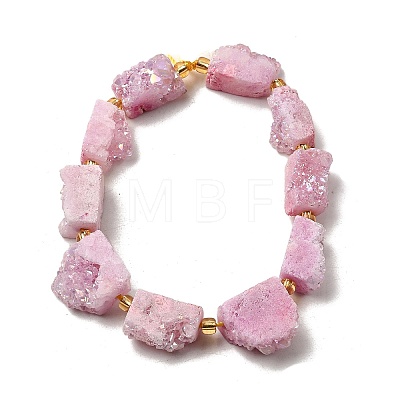 Electroplated Natural Druzy Agate Beads Strands G-R012-A02-05-1