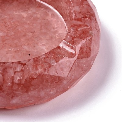 Resin with Natural Rose Quartz Chip Stones Ashtray DJEW-F015-06H-1