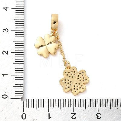 Brass Micro Pave Clear Cubic Zirconia European Dangle Charms KK-G483-13G-1