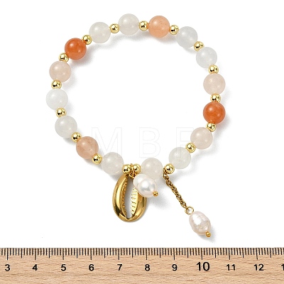 Natural Golden Silk Jade Round Beads Stretch Bracelets BJEW-JB14145-03-1