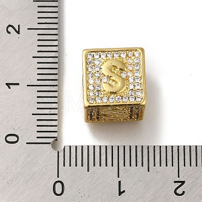 Brass Cubic Zirconia Beads KK-Q818-01S-G-1