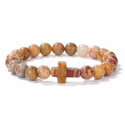 Natural Crazy Agate Round Beads Stretch Bracelets YG0612-8-1