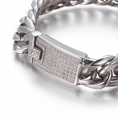 304 Stainless Steel Curb Chain Bracelets BJEW-P255-01C-1