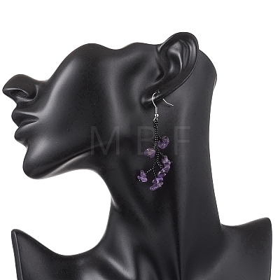 316 Surgical Stainless Steel Glass Seed Beads Chip Dangle Earrings EJEW-TA00774-01-1