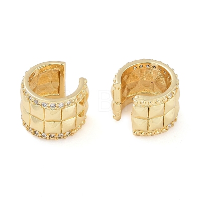 Brass Micro Pave Clear Cubic Zirconia Cuff Earring for Women EJEW-S225-19G-04-1