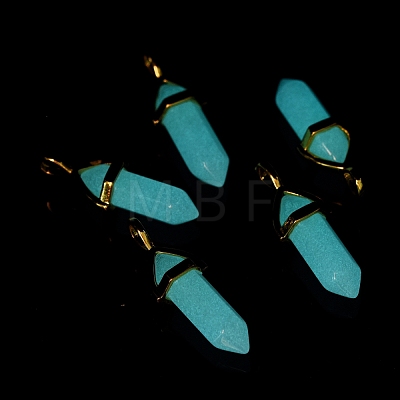 Luminous/Glow Bullet Glass Pointed Pendants GLAA-K058-01G-03-1