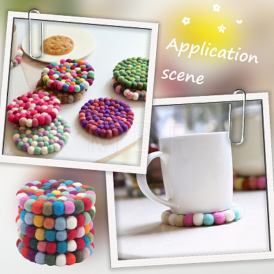 Round Wool Felt Ball Coasters AJEW-WH20020-151A-1