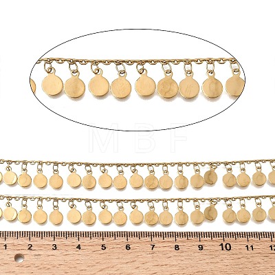 304 Stainless Steel Link Chains with Blank Disc Charms STAS-D391-02G-1