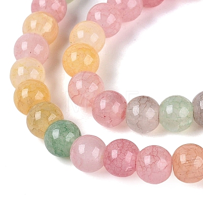 Ombre Effect Dyed Crackle Glass Beads Strands GLAA-Q106-01A-B17-1